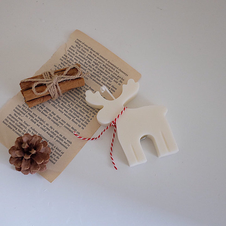 Christmas Elk Deer Silicone Candle Molds Soap Mold with Woolen Thread and 8 Pcs Bells, DIY Xmas Theme Resin Mould for Home Party Decoration, Handmade Soap Bath Bomb Lotion Bar Chocolate Jello