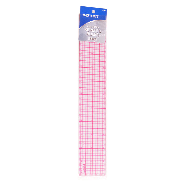 LetterCraft 8ths 12-Inch Beveled Transparent Ruler (B-70)