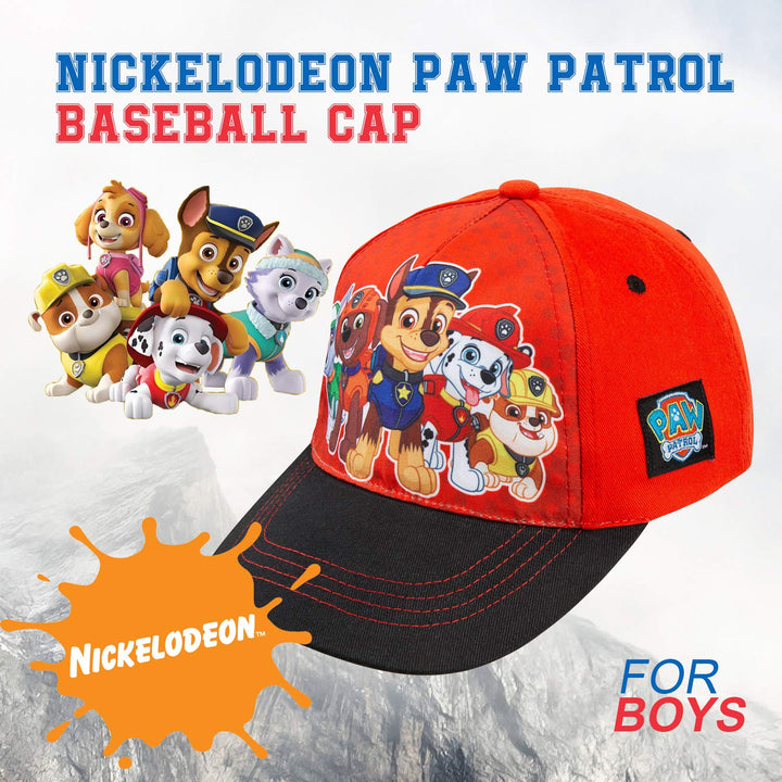 Nickelodeon Paw Patrol Boys Cotton Baseball Cap, Chase with Friends Age 2-5 Red/Black
