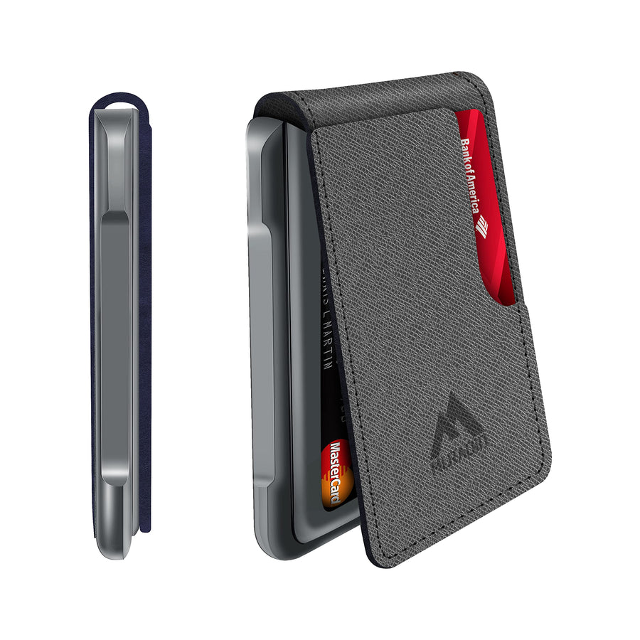 Mens Wallet Tactical Bifold Wallets for Men Metal RFID Blocking Aluminum Money Cards Holder Gifts for Men (Saffiano Grey)