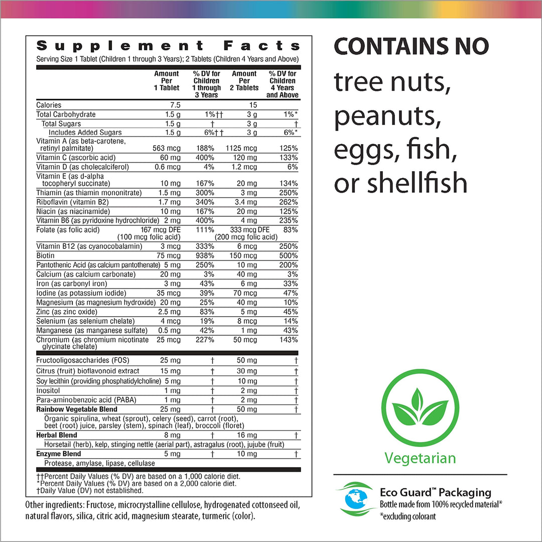Multivitamins for Kids, Vitamin B, Zinc & Iron, Prebiotics, Nutri Stars Provides Brain & Nervous System Support, Pineapple Orange, 120 Chewable Tablets