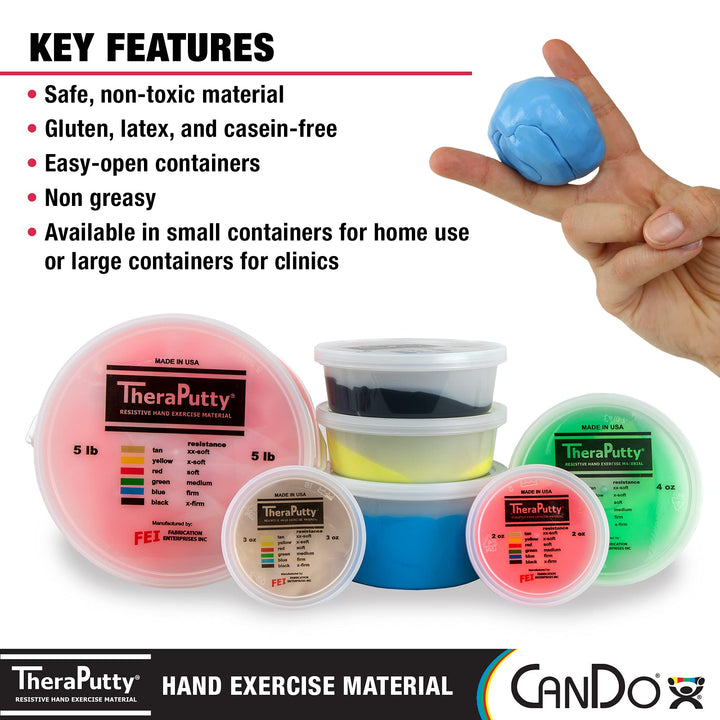 TheraPutty Standard Hand Exercise Putty For Rehabilitation, Exercises, Hand Therapy, Occupational Therapy, Hand Strengthening, Improve Motor Skills, Stress Relief