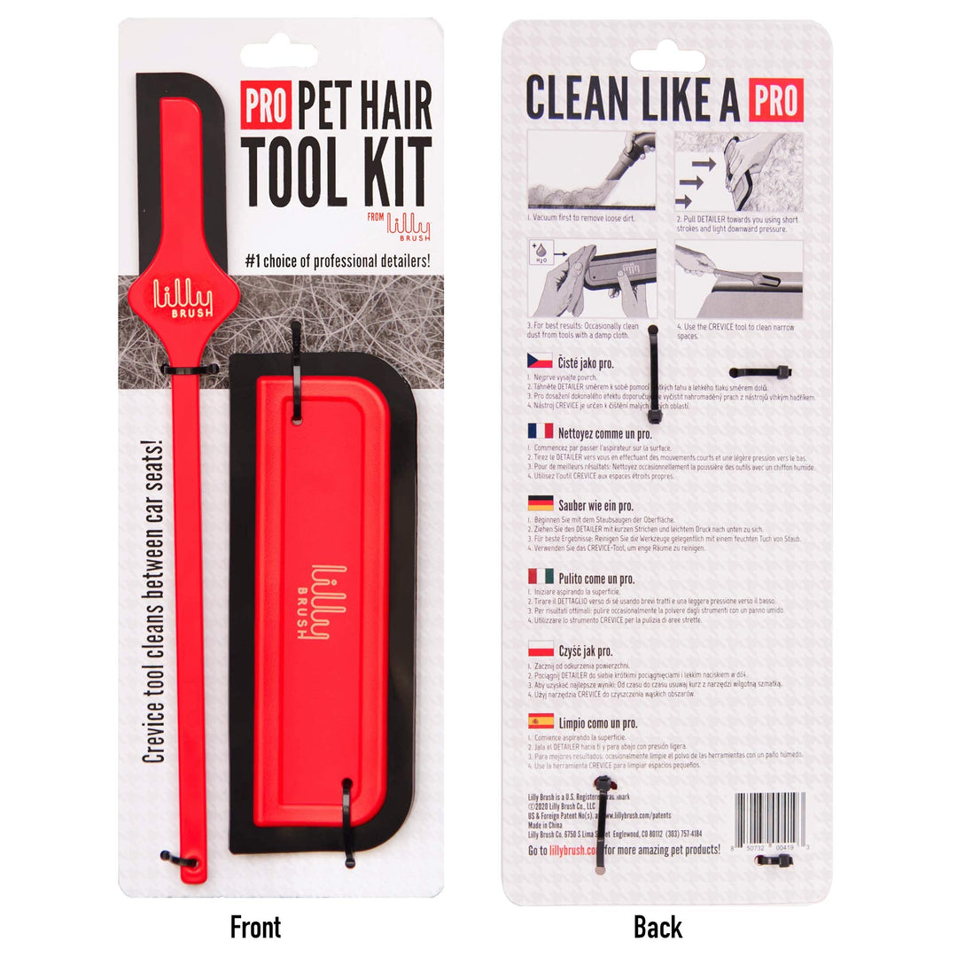 Pro Pet Hair Tool Kit | Pet Hair Remover for Couch, Car Carpet, Car Seat, Auto Interior Detailing Kit, Cat and Dog Hair Remover Tool, Cat Fur Remover, Deep Cleaning Tools