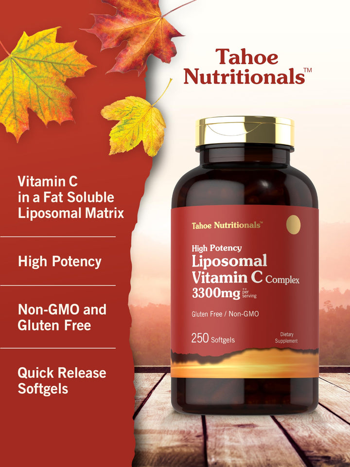 Liposomal Vitamin C Complex | 3300mg | 250 Softgels | High Potency | Non-GMO, Gluten Free Supplement