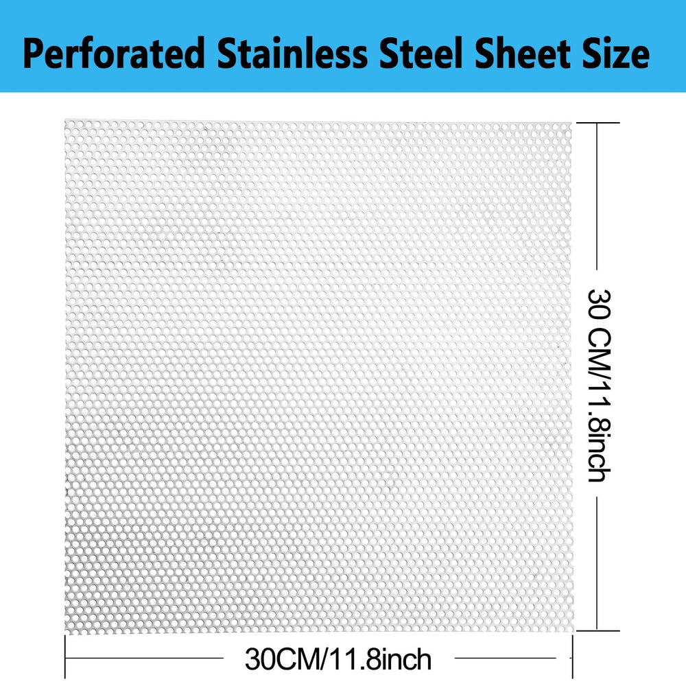 Perforated Metal Sheet - Perforated Stainless Steel Sheet, 11.8 x 11.8 Stainless Steel Preforated Sheet, 0.14 Hole, 0.048 Thickness