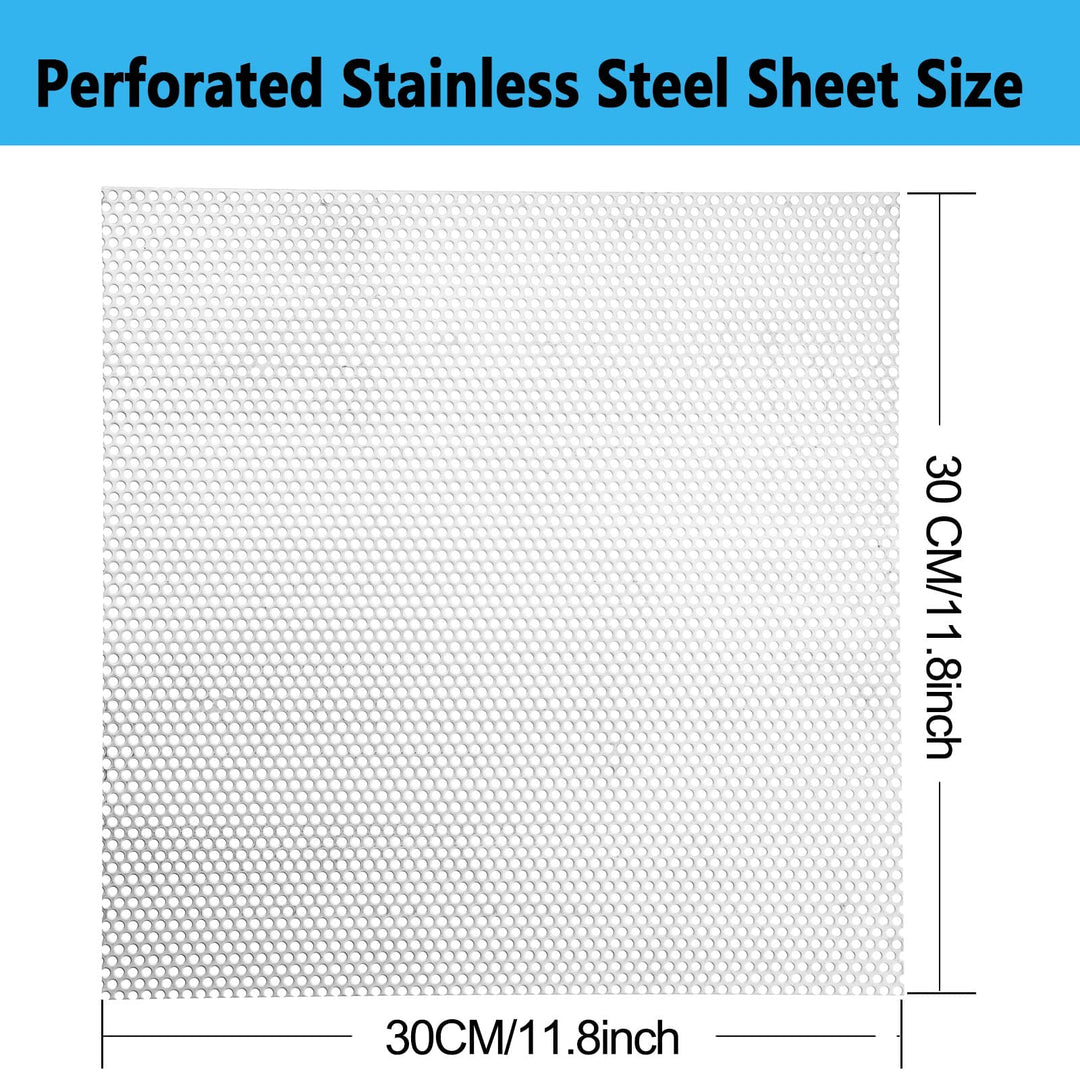 Perforated Metal Sheet - Perforated Stainless Steel Sheet, 11.8 x 11.8 Stainless Steel Preforated Sheet, 0.14 Hole, 0.048 Thickness