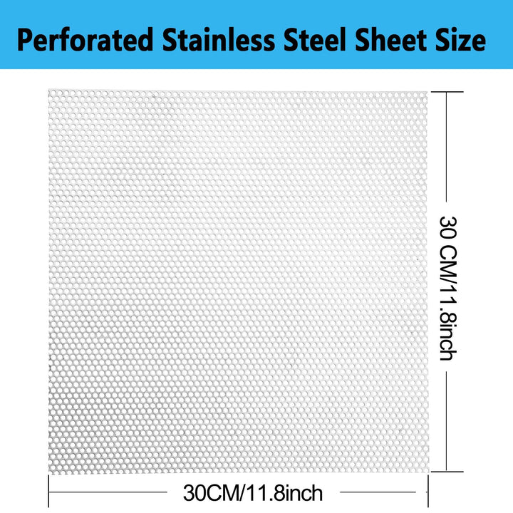 Perforated Metal Sheet - Perforated Stainless Steel Sheet, 11.8 x 11.8 Stainless Steel Preforated Sheet, 0.14 Hole, 0.048 Thickness