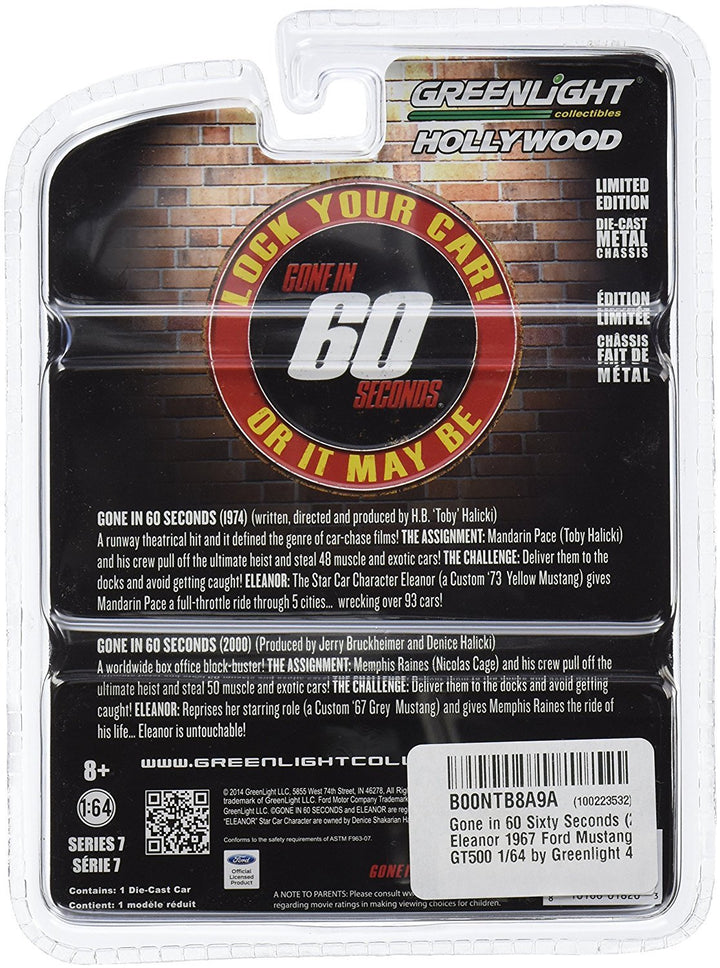 44742 Gone in 60 Sixty Seconds (2000) “Eleanor” 1967 Ford Mustang Shelby GT500 1/64 Scale