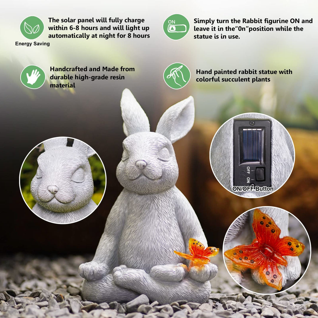 Meditating Zen Garden Decor Solar Statue: Garden Sculptures & Statues - Yard Art Outdoor Garden Clearance Home Decor - House Warming Birthday Easter Gifts for Mom/Women