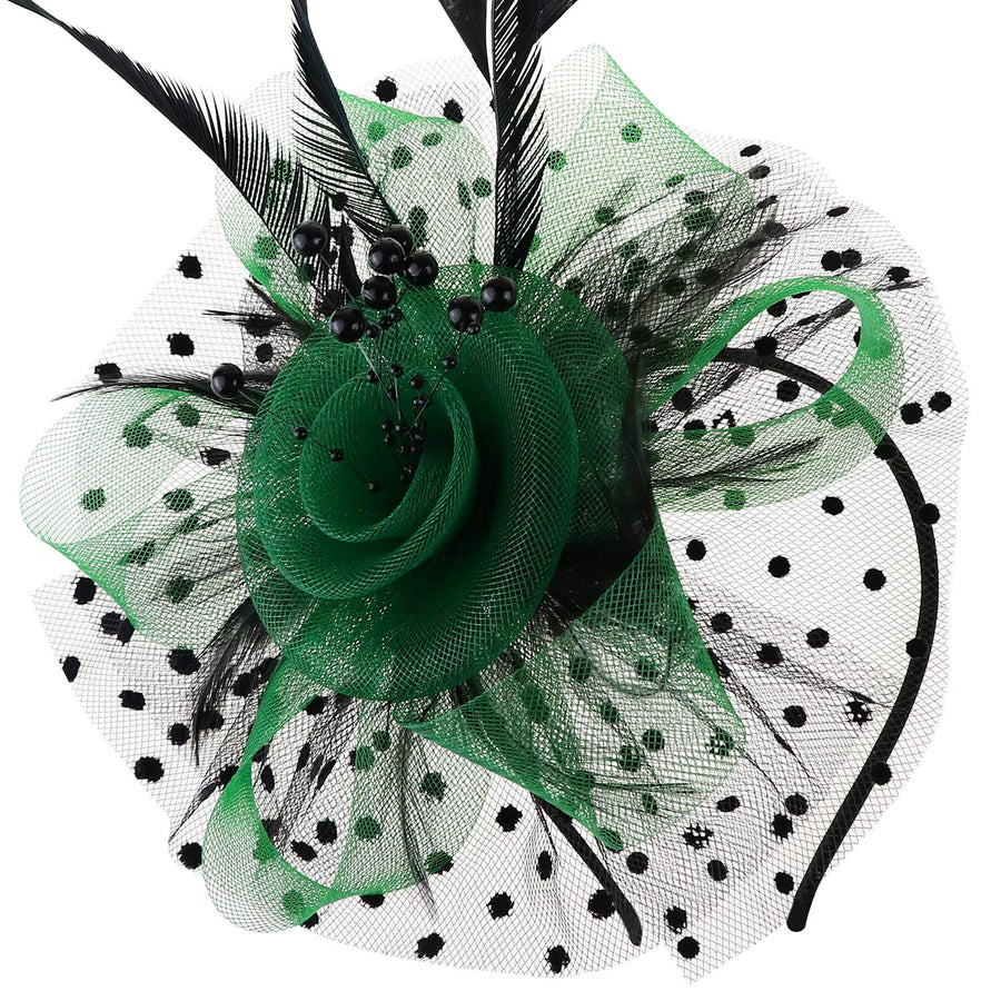 Fascinators Hat Flower Mesh Ribbons Feathers on a Headband and a Clip Tea Party Headwear for Girls and Women
