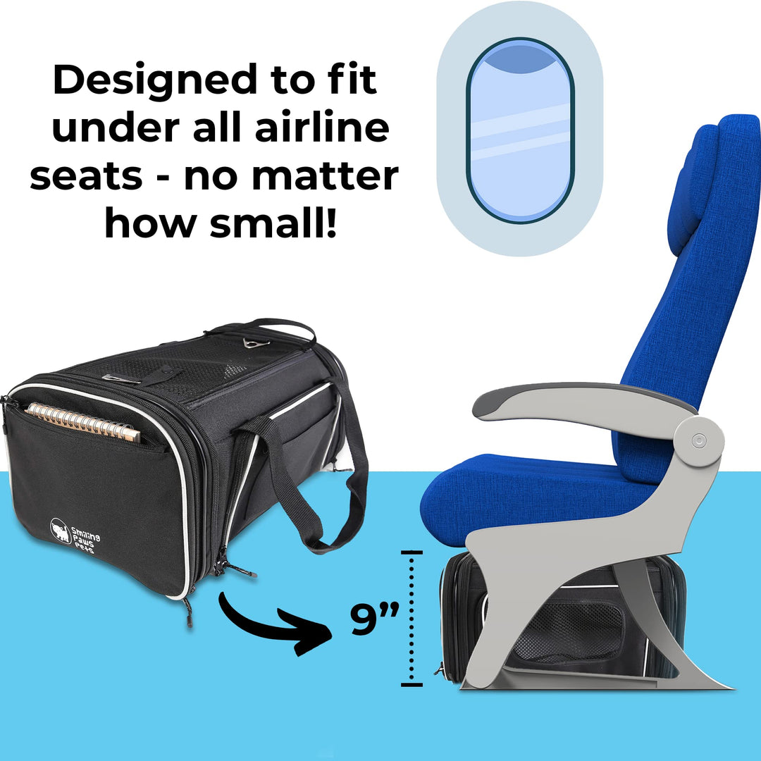 - Airline Approved Pet Carrier - for Small Pets - TSA Approved - Only 9 Inches Tall (17x11x9)