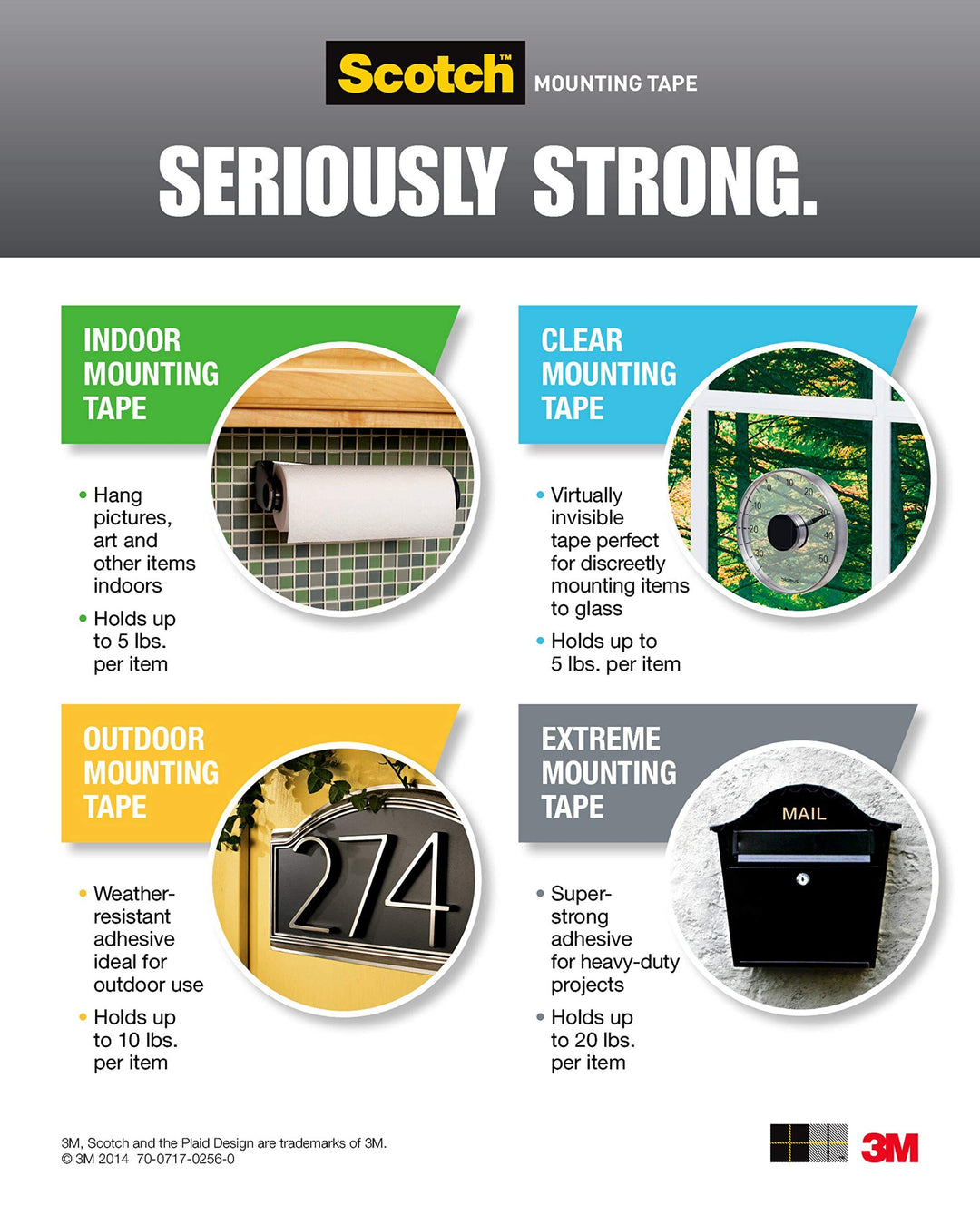 3M 111 Heavy Duty 1-Inch Mounting Squares, 16-Squares