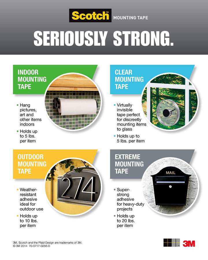 3M 111 Heavy Duty 1-Inch Mounting Squares, 16-Squares