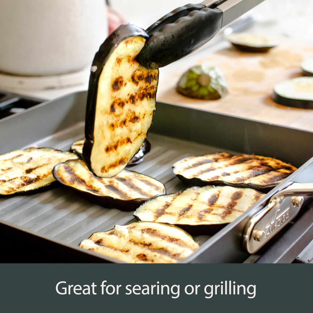 HA1 Hard Anodized Nonstick Grill 11x11 Inch Oven Safe 350F Pots and Pans, Cookware Black