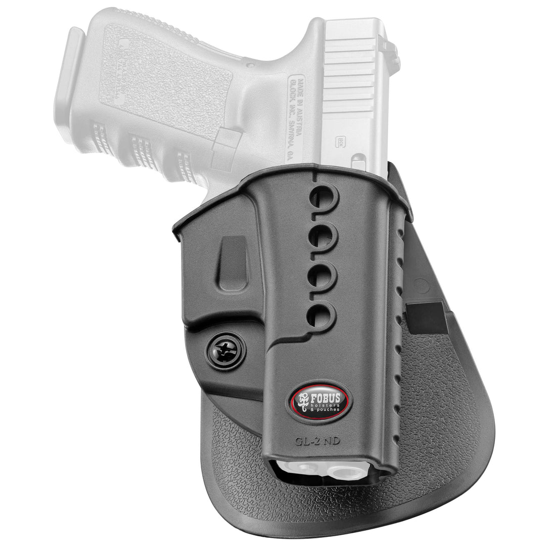 , E2 Paddle Holster, Fits Glock 17/19/19X/22/23/31/32/34/35/45, Right Hand, Kydex, Black
