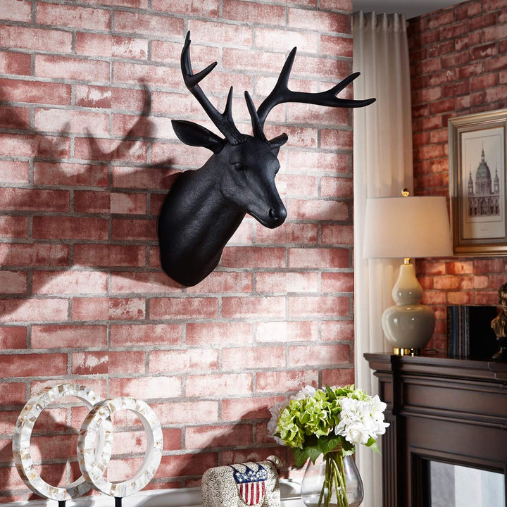 20 inch Large Wall Charmers Large Faux Deer Head Faux Taxidermy Animal Head Wall Decor - Handmade Farmhouse Decor - Rustic Wall Decor Deer Antlers (Black Deer)