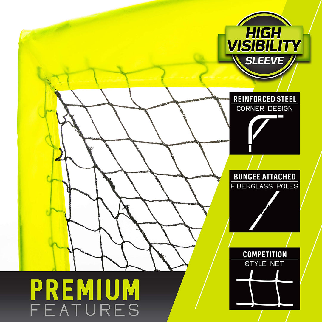 Blackhawk Backyard Soccer Goal - Portable Kids Soccer Net - Pop Up Folding Indoor + Outdoor Goals - 6'6 x 3'3' - Optic Yellow