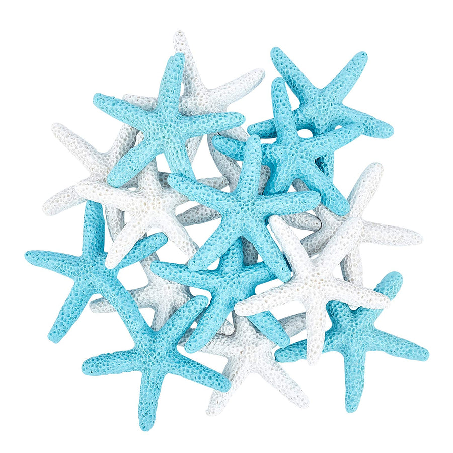2.2 Inch Pencil Finger Starfish 16pcs Starfish Ornaments Resin Nautical Starfish Coastal Beach Ocean Flatback Starfish Ornaments for Beach Wedding Party Christmas Tree Halloween Home