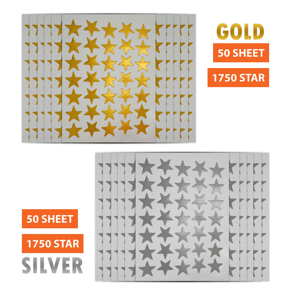 3500 Count Star Stickers for Paper Notebook, Journal Gold Silver Self-Adhesive Foil Star Labels 100 Sheets