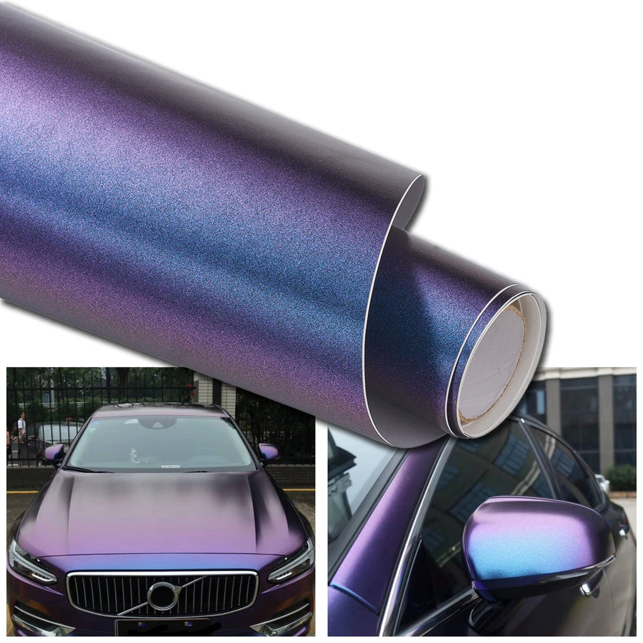 Purple to Charming Blue Matte Metallic Chameleon Vinyl Wrap Color Change DIY Car Wrap Vinyl Film, 11.8'' x 7.87''