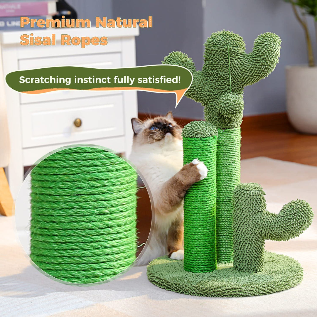 Cat Scratching Post Cactus Cat Scratcher Featuring with 3 Scratching Posts and Dangling Ball-Medium 23 Inches