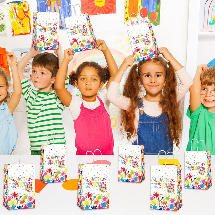 12 Pcs Premium Paint Art Party Bag Art Themed Birthday Party Painting Party Candy Favor Bags Supplies Gift Treat Bags Paint Party Supplies Decorations
