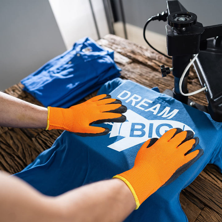 6 Pairs Sublimation Heat Resistant Gloves for 3D Vaccum Heat Transfer Printing Machine Work Gloves, High Temperature, Orange/Black