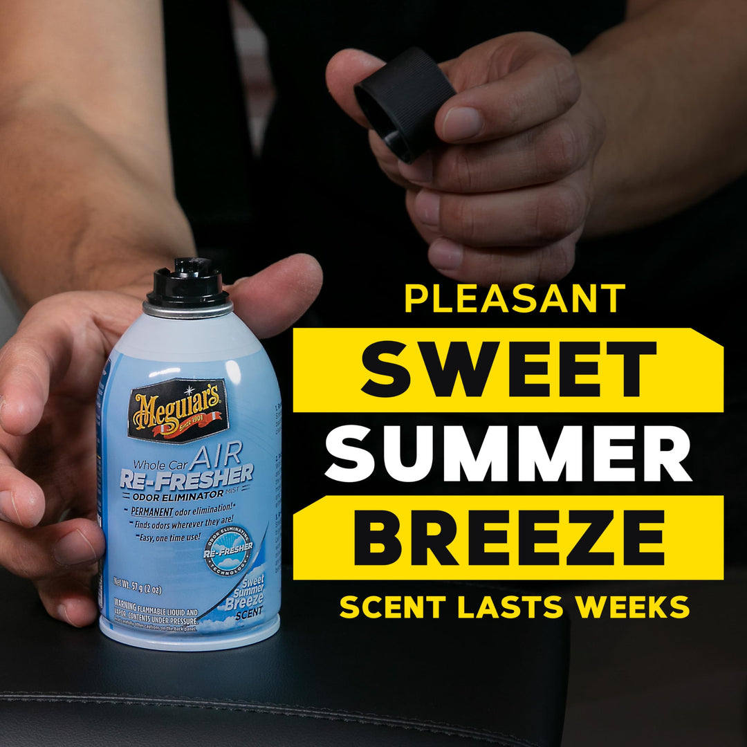 Meguiar's Whole Car Air Refresher, Odor Eliminator Spray Eliminates Strong Vehicle Odors, Summer Breeze - 2 Oz Spray Bottle
