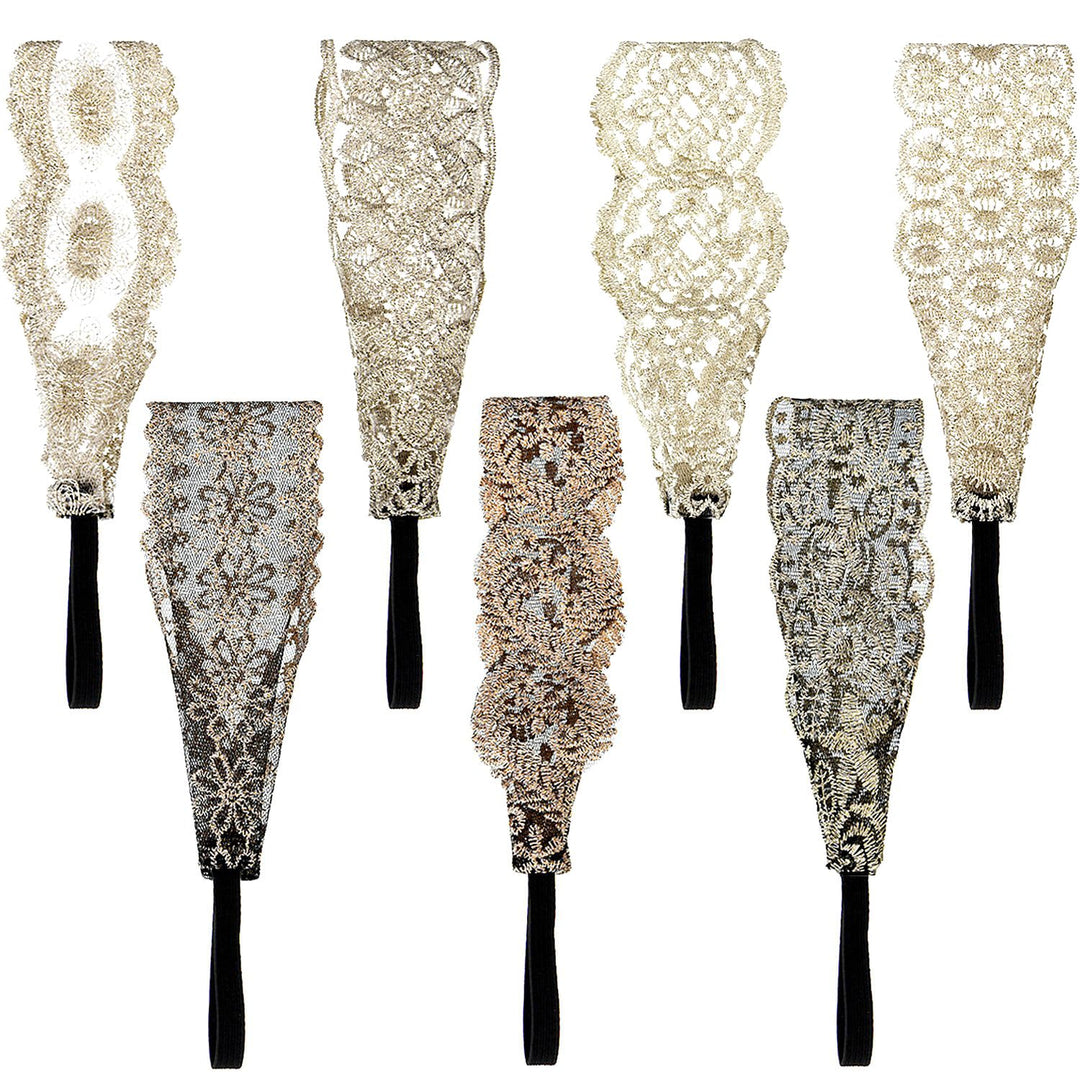 7 Pieces Lace Headbands Women Girls Stretch Headband Halloween Elegant Wide Headwrap Hair Turban Accessories