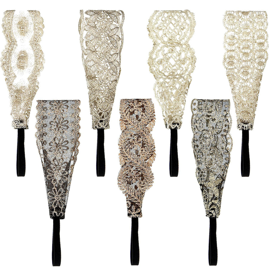 7 Pieces Lace Headbands Women Girls Stretch Headband Halloween Elegant Wide Headwrap Hair Turban Accessories