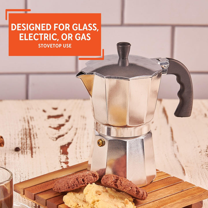 USA Aluminum Stovetop 6-cup Espresso Maker (B120-43V), Silver