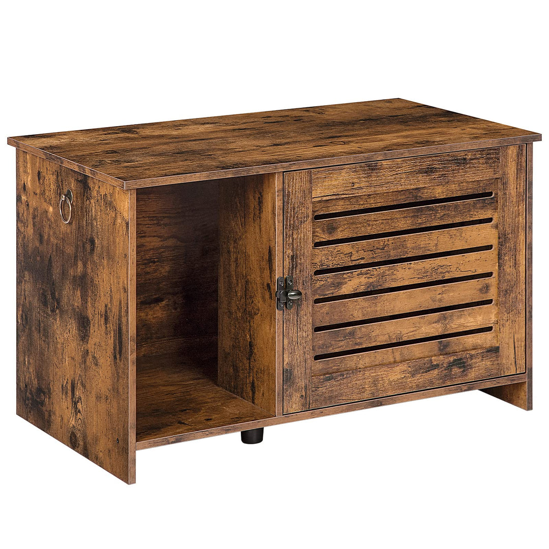 Cat Litter Box Enclosure, Hidden Litter Box Furniture with Louvered Door, Spacious Hidden Litter Cabinet with Divider, Cat Furniture Cabinet, 31.5 L x 17.7 W x 18.1 H, Rustic Brown BF07MW01