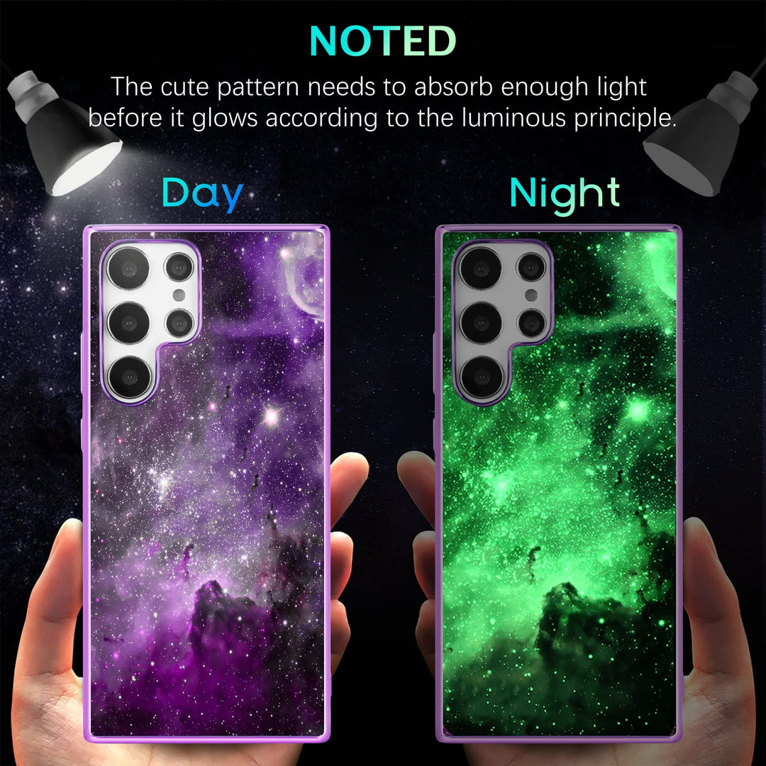 Compatible with Samsung Galaxy S22 Ultra Case, Slim Fit Glow in The Dark Hybrid Hard PC Soft TPU Bumper Shockproof Girls Women Men Phone Cover for Samsung S22 Ultra 6.8 2022, Purple Galaxy
