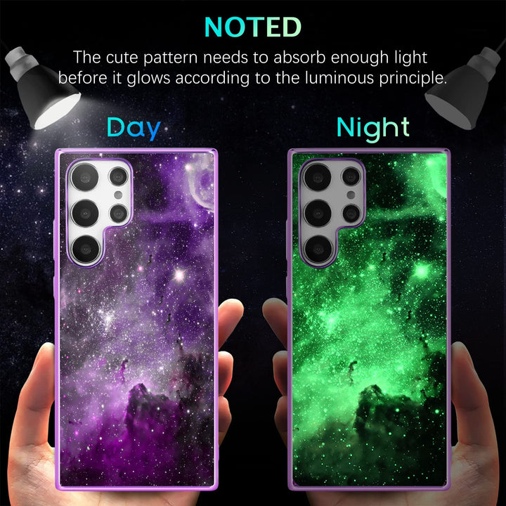 Compatible with Samsung Galaxy S22 Ultra Case, Slim Fit Glow in The Dark Hybrid Hard PC Soft TPU Bumper Shockproof Girls Women Men Phone Cover for Samsung S22 Ultra 6.8 2022, Purple Galaxy
