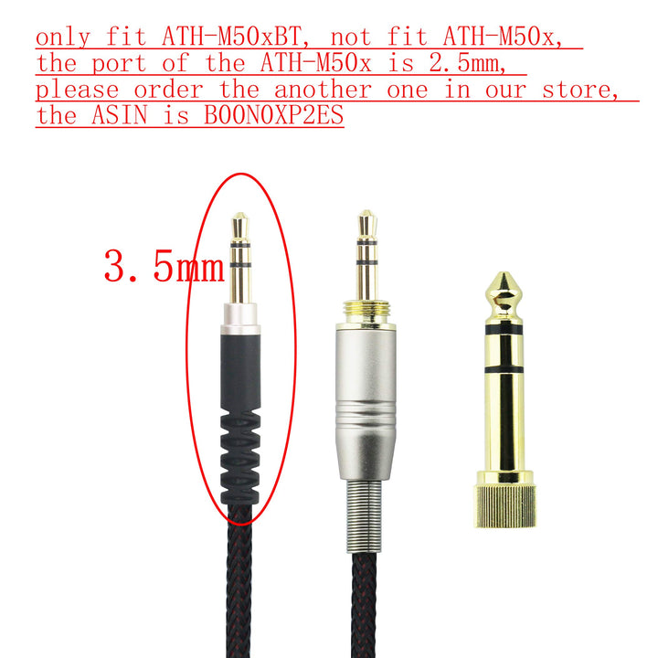 Replacement Audio Upgrade Cable Compatible with Audio-Technica ATH-M50xBT, ATH-AR3BTBK, ATH-SR50BT, ATH-ANC9, ATH-ANC7B, ATH-SR5BTBK, ATH-S700BT Headphones 3meters/9.9ft