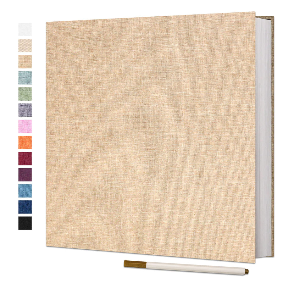 Large Photo Album Self Adhesive for 4x6 8x10 10x12 Pictures Scrapbook Album DIY Scrap Book 40 Sticky Pages with A Metallic Pen 13x12.640 Pages Khaki