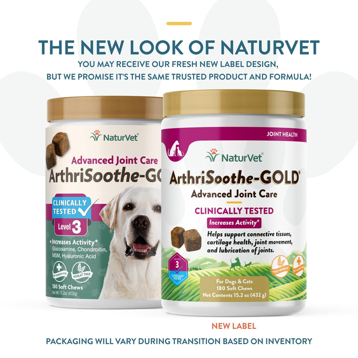 ArthriSoothe-Gold Level 3 Advanced Joint Care for Dogs – Soft Chew Dog Supplement with Glucosamine, MSM, Chondroitin & Hyaluronic Acid – Wheat-Free Pet Supplements – 180 Ct.