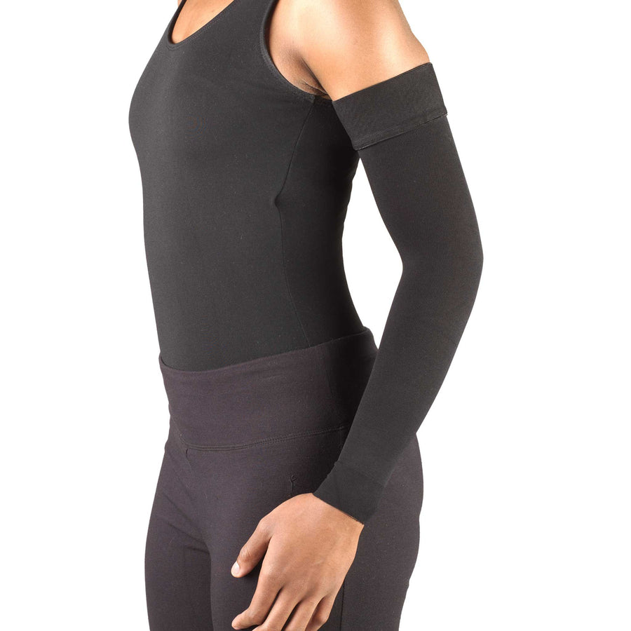 Truform Women's 20-30 mmHg Compression Medical Arm Sleeve with Dot Top, Black, Small