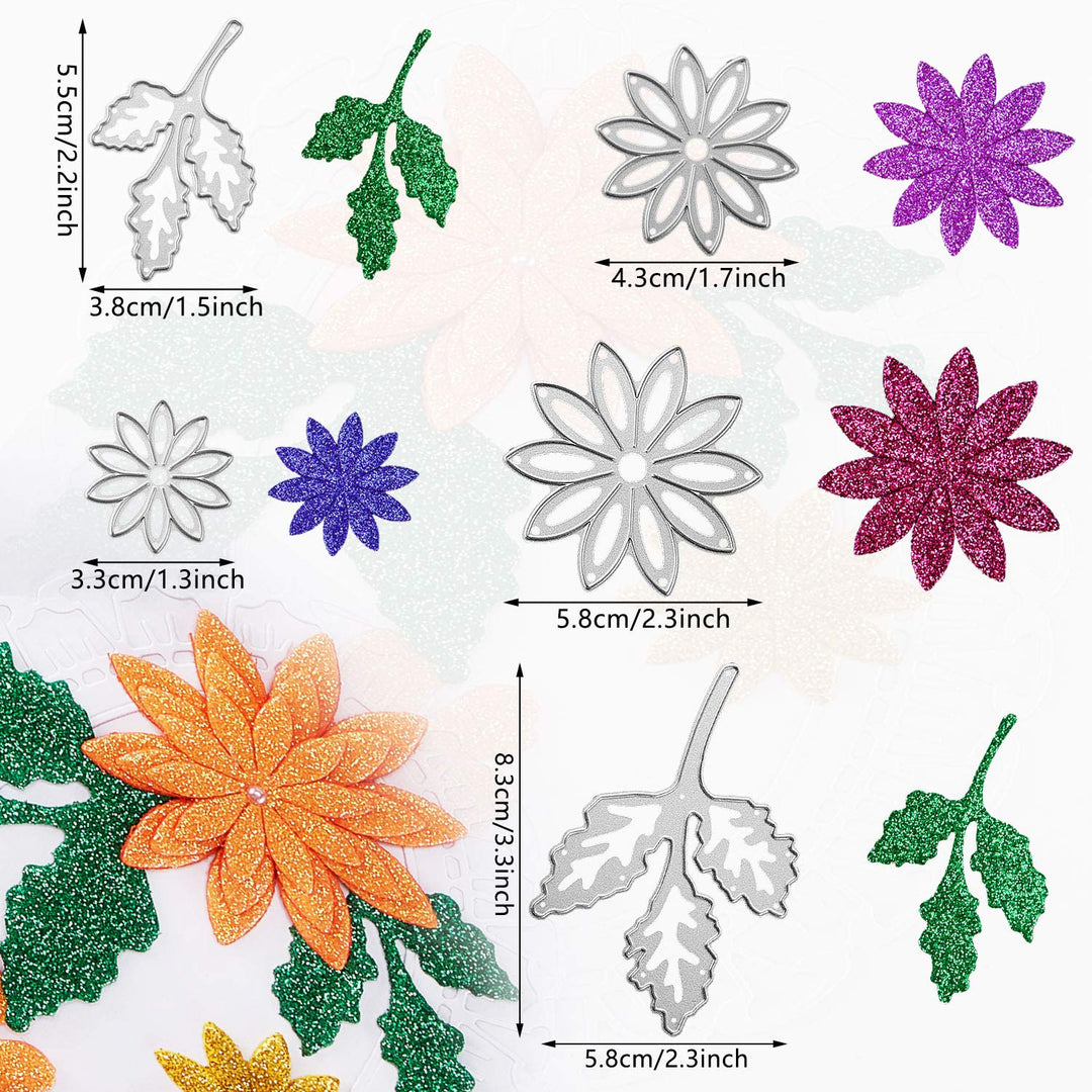 4 Sets Flower Metal Cutting Dies Flower Leaves Embossing Stencils 23 Styles 3D Die Cuts Stencil Embossing Carbon Steel Embossing Template for DIY Crafts Scrapbook Album Paper Card