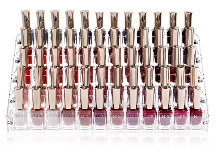 Clear Nail Polish Organizer 5 Tier Acrylic Display Rack Holds Up to 60 Bottles