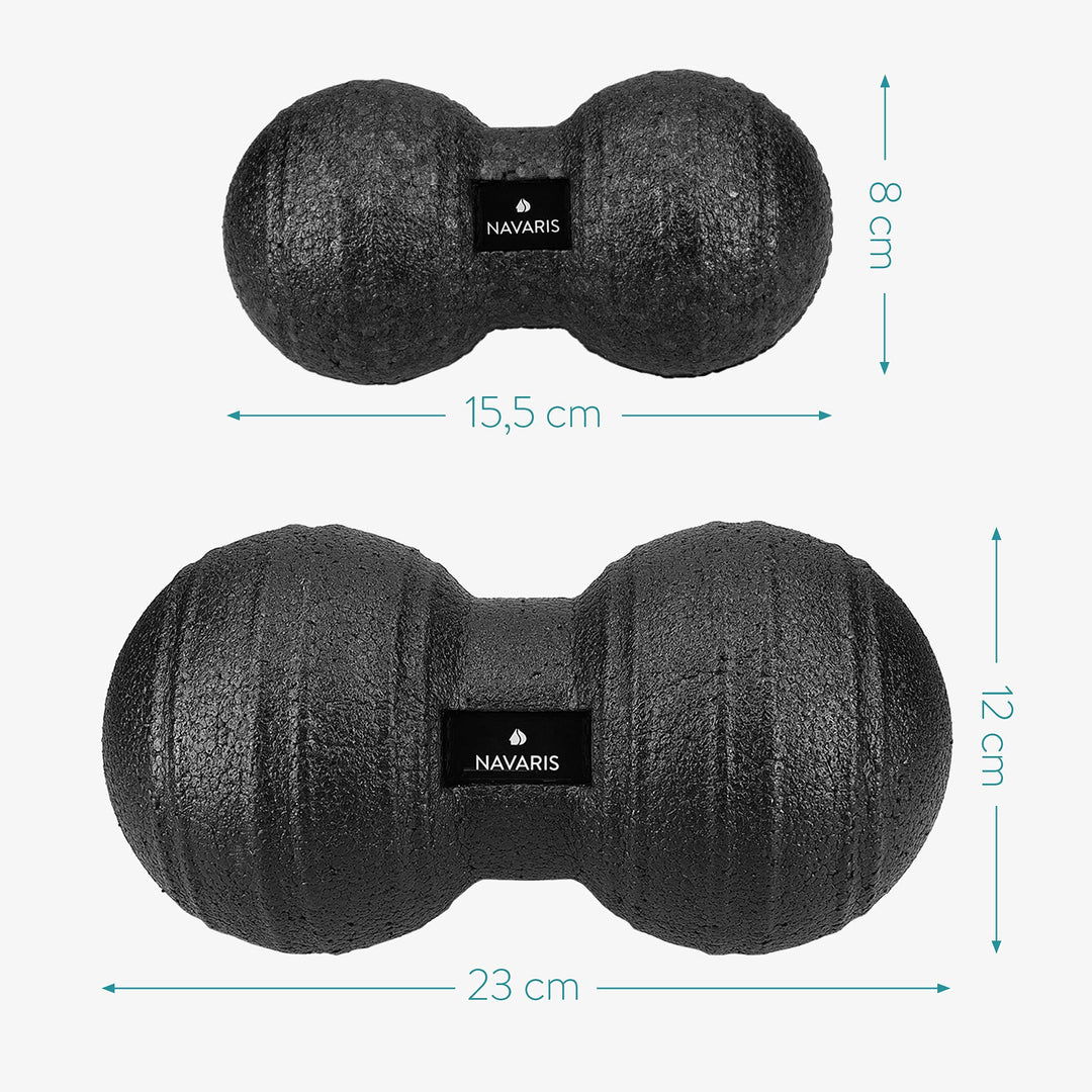 2X Peanut Duo Ball - in 2 Sizes Duo Ball Fascia Ball Set - Trigger Point Ball - Fascia Balls - Black