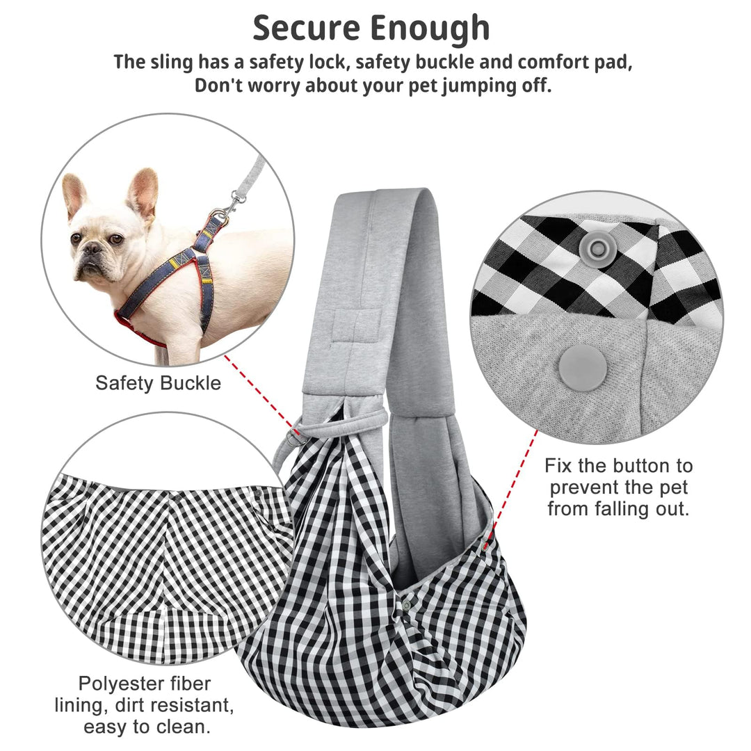 CUBY Dog and Cat Sling Carrier - Hands Free Reversible Pet Papoose Bag - Soft Pouch and Tote Design - Suitable for Puppy, Small Dogs Cats Outdoor (Classic Grey)