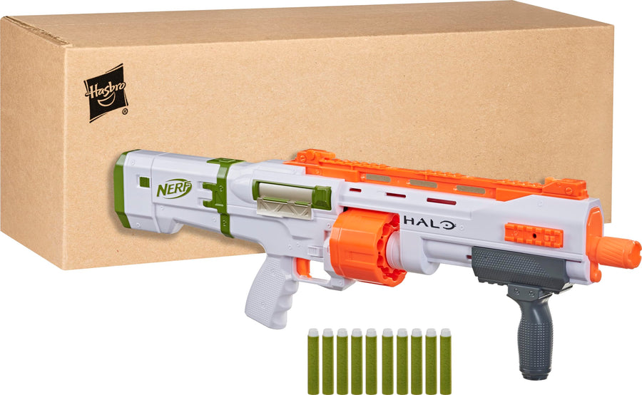 Halo Bulldog SG Dart Blaster - Pump-Action, Rotating 10-Dart Drum, Tactical Rails, 10 Official Elite Darts, Skin Unlock Code