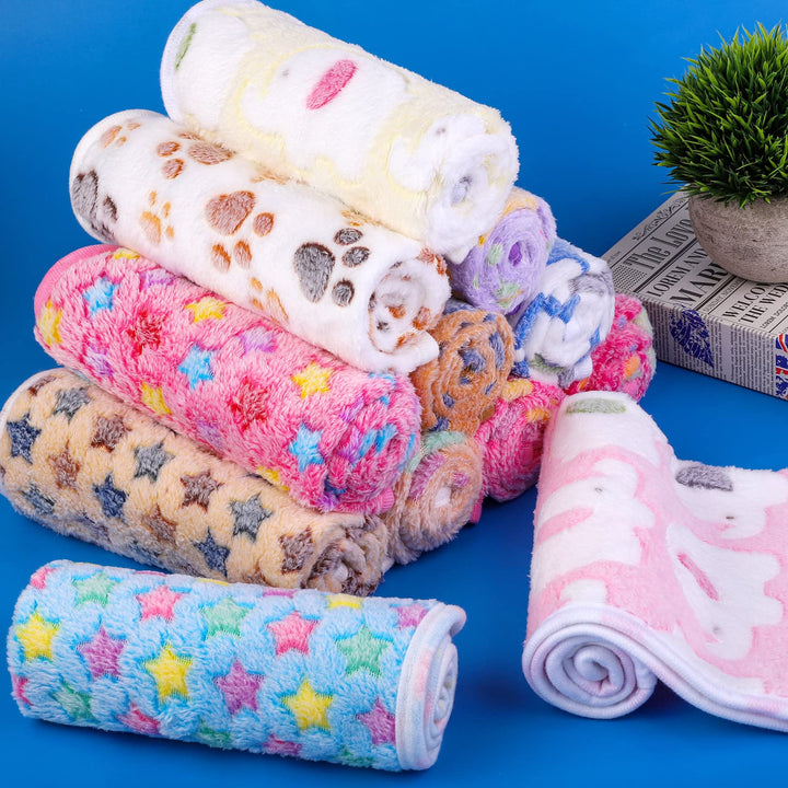 12 Pieces Dog Blanket Warm Pet Blankets Puppy Kitten Small Animals Blankets Washable Fluffy Blankets for Dog Cat, 24 x16 Inch