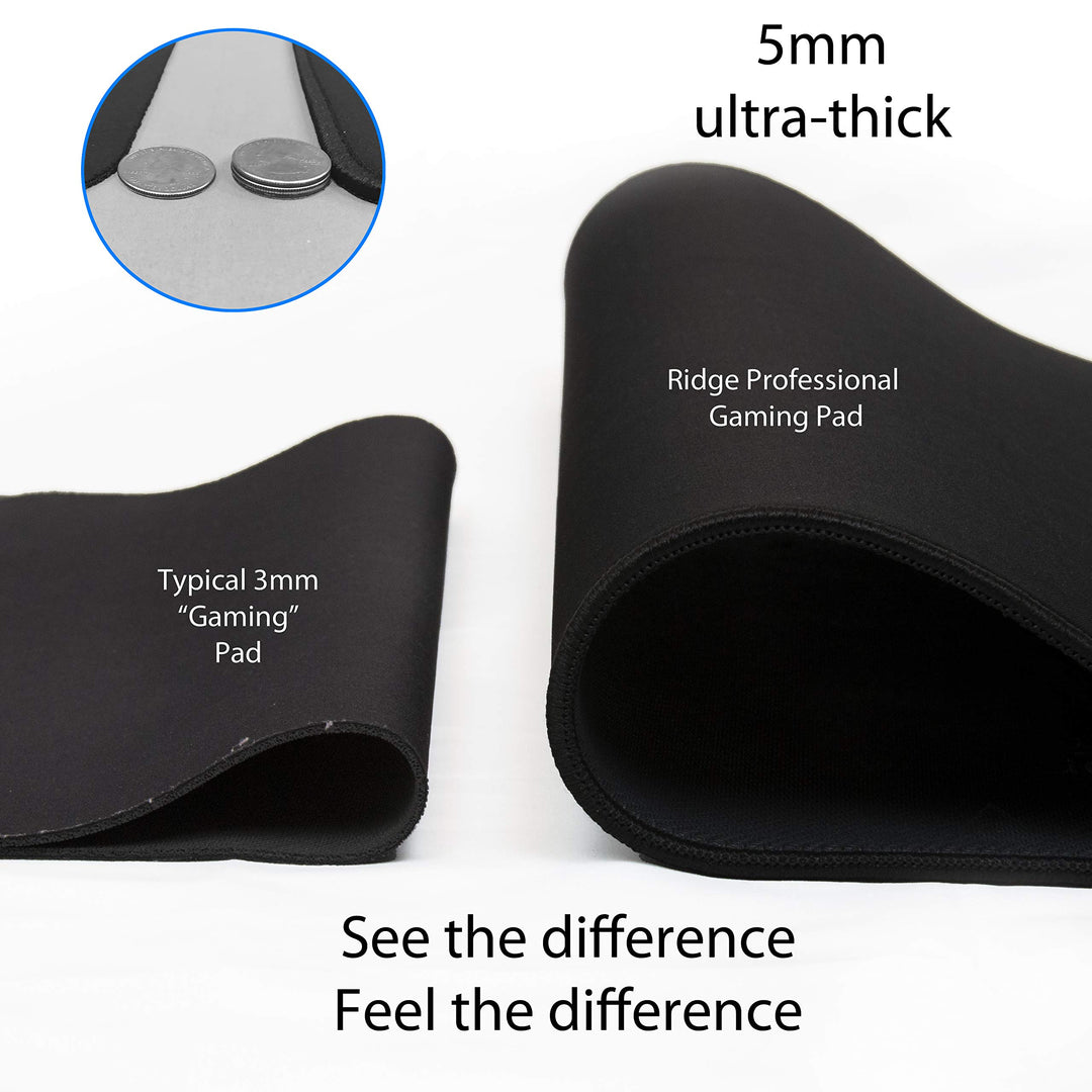 Gaming Mouse Pad (5mm) Massive 46 inch | 46x17.3x0.20 Extra Thick | Black | Stitched Edge, Large Washable Desk Mat