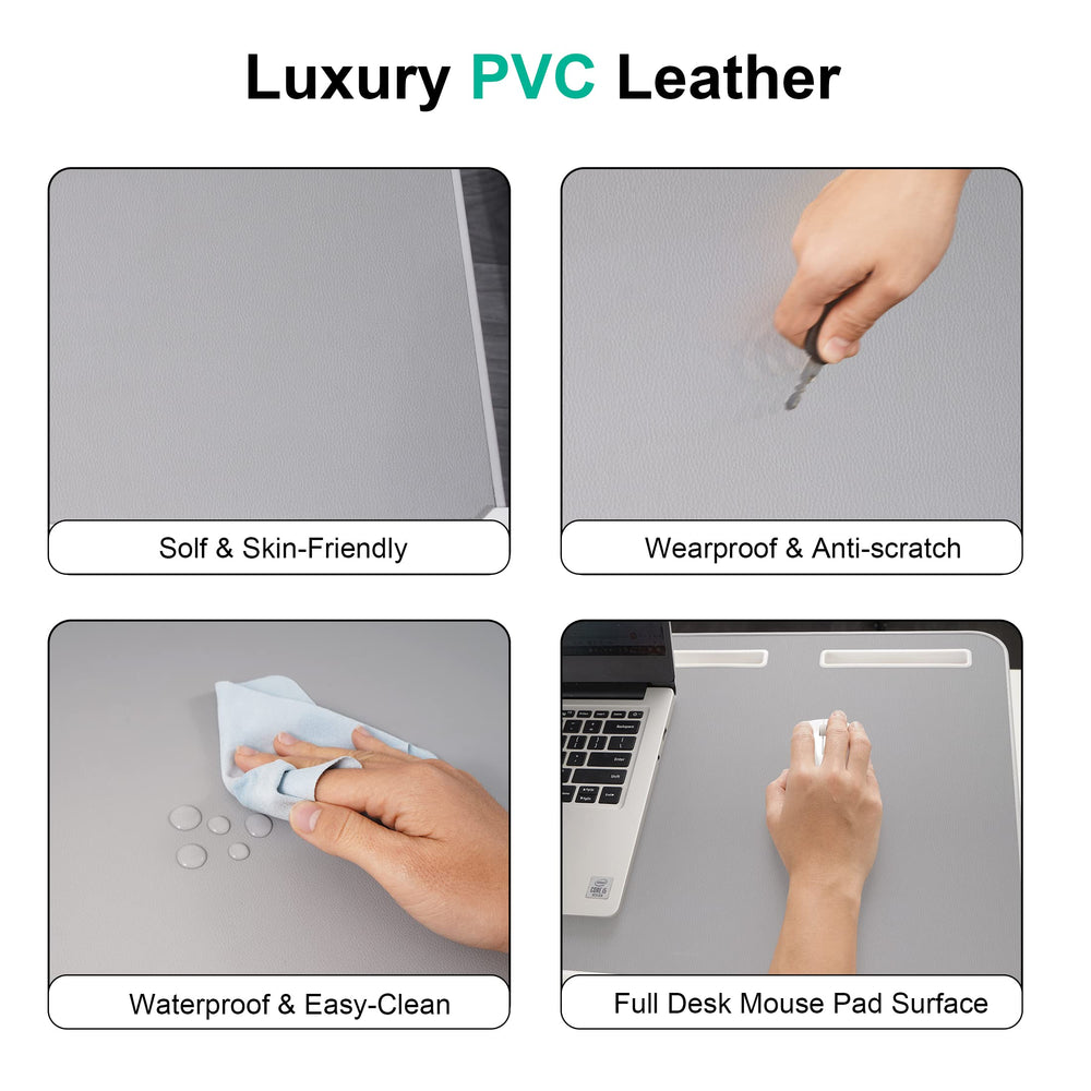 Foldable Laptop Bed Tray Table PVC Leather, Adjustable Laptop Desk for Bed with Height and Angle, Portable Lap Desk for Laptop and Writing with 2 Storage Drawers