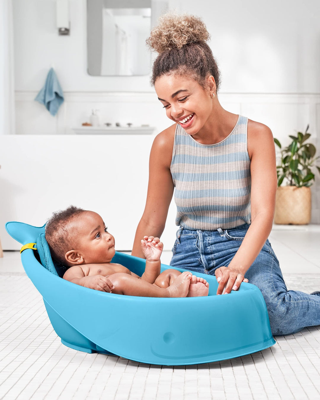 Baby Bath Tub, 3-Stage Smart Sling Tub, Moby, Blue