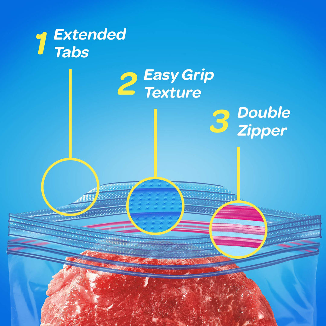 Double Zipper Quart Freezer Bags, 216 Count