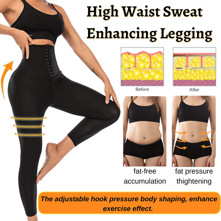 Sauna Pants Fitness Exercise Sauna Leggings Compression Sauna Sweat Pants Workout Training Thermo Sweat Leggings for Womens(Style 2,Medium)