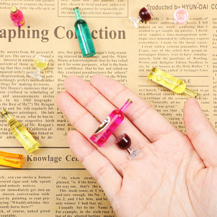 18 Pieces Dollhouse Wine Bottles Champagne Cups for Doll Miniature Wine Glasses Goblet Cups Mini Red Wine Bottles Miniature Drink Bottles Kitchen Accessories for Dollhouse Decors (Red Wine Style)